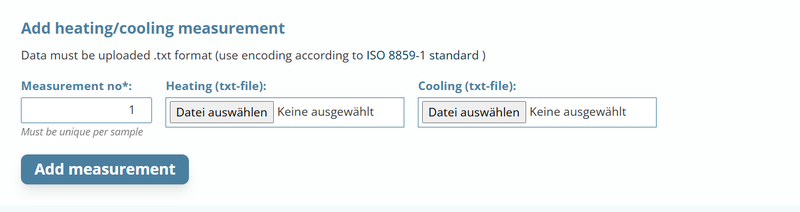 Screenshot for the upload of density datasets